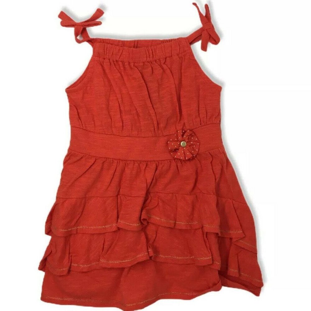 Petit Lem Baby Girl Orange Ruffle Sleeveless Dress